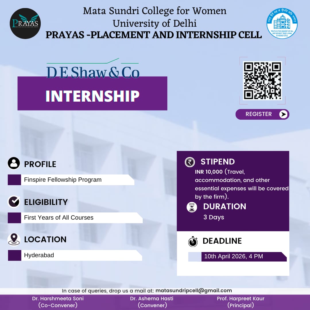 PRAYAS Internship Opportunity with D. E. Shaw & Co.