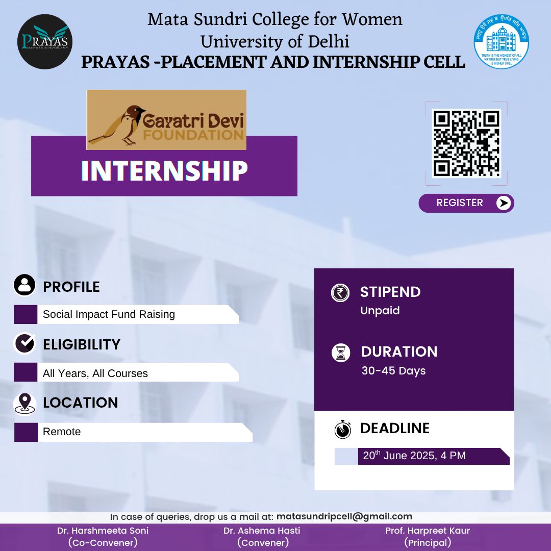 PRAYAS Internship Opportunity with Gayatri Devi Foundation
