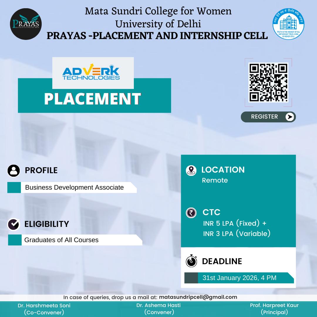 PRAYAS Placement Opportunity with Adverk Technologies